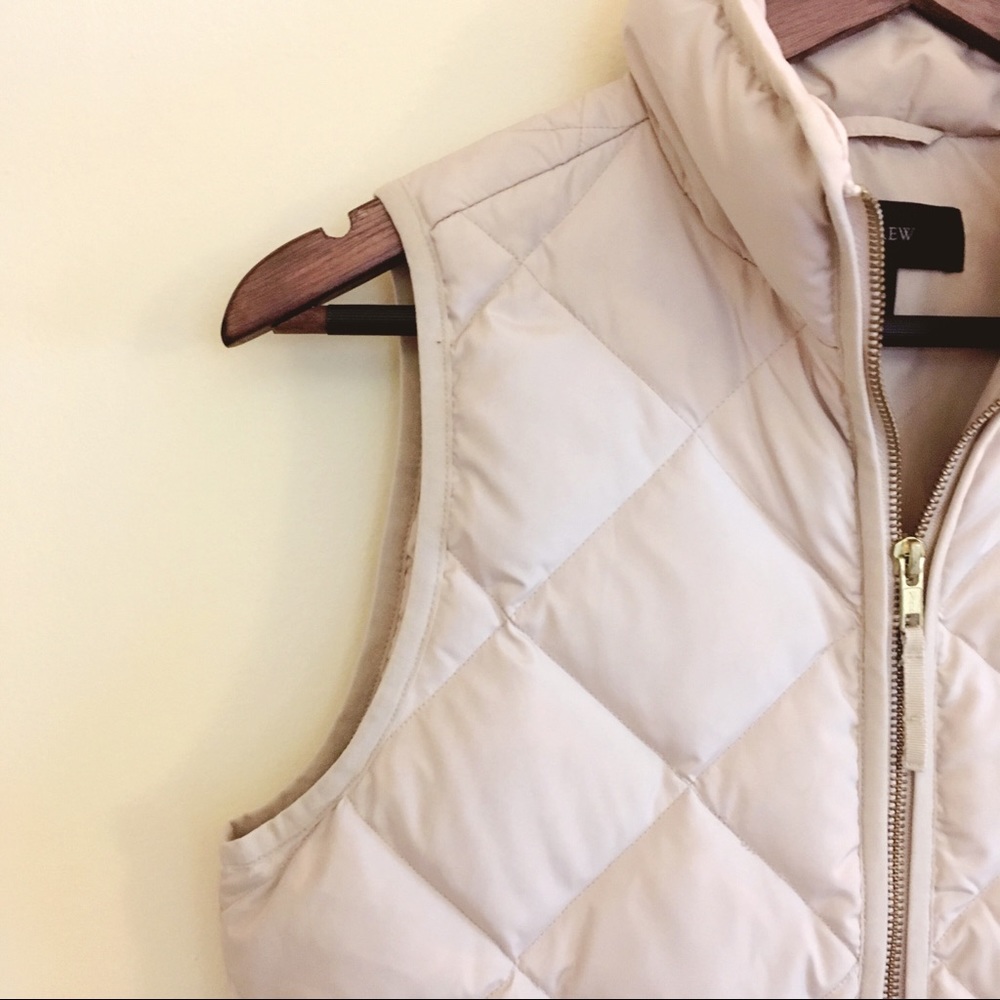 J. Crew Quilted Down Puffer Vest Taupe Jacket XS - Picture 6 of 7